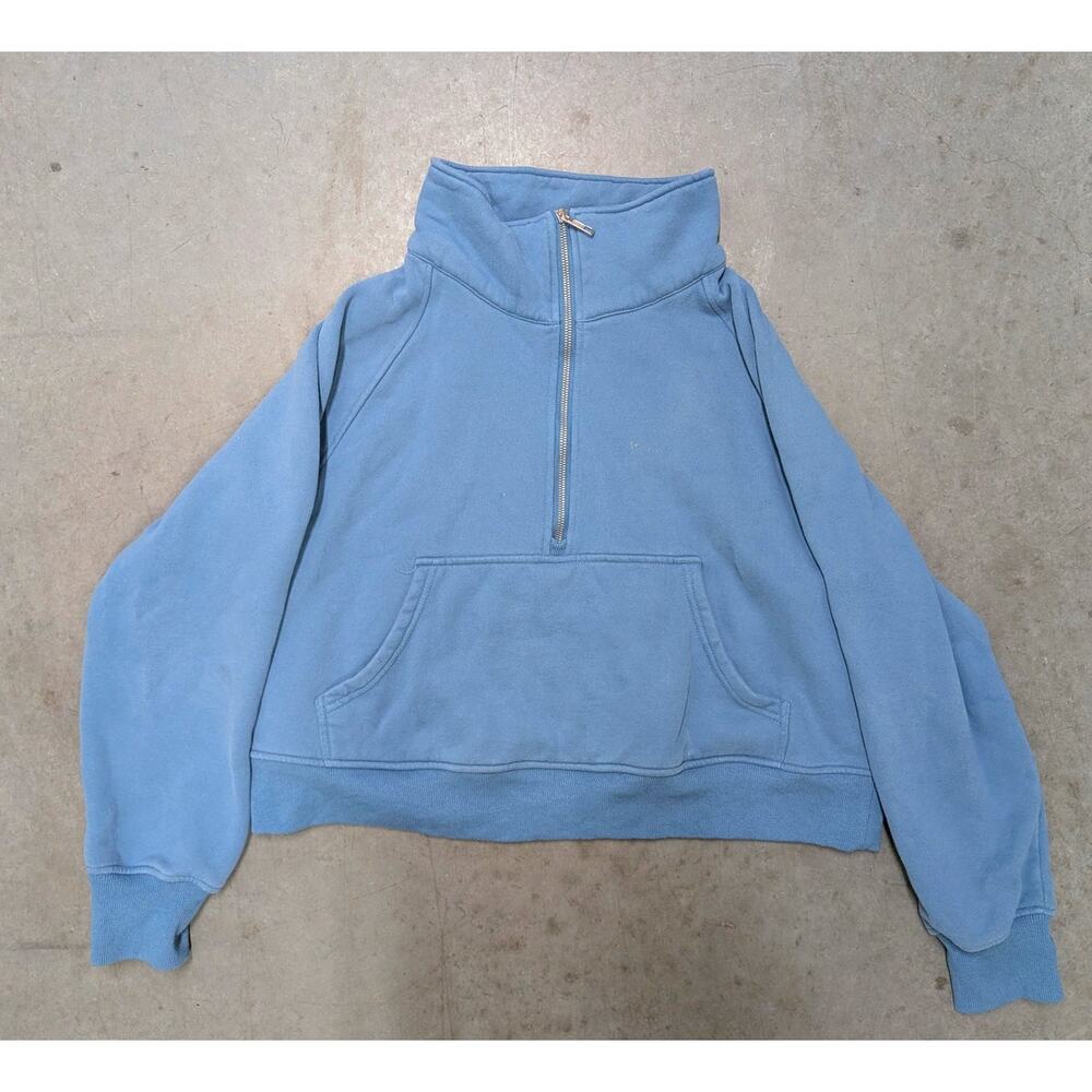Automet Half Zip Cropped Pullover Sweatshirt Blue Large Lounge Athleisure Casual